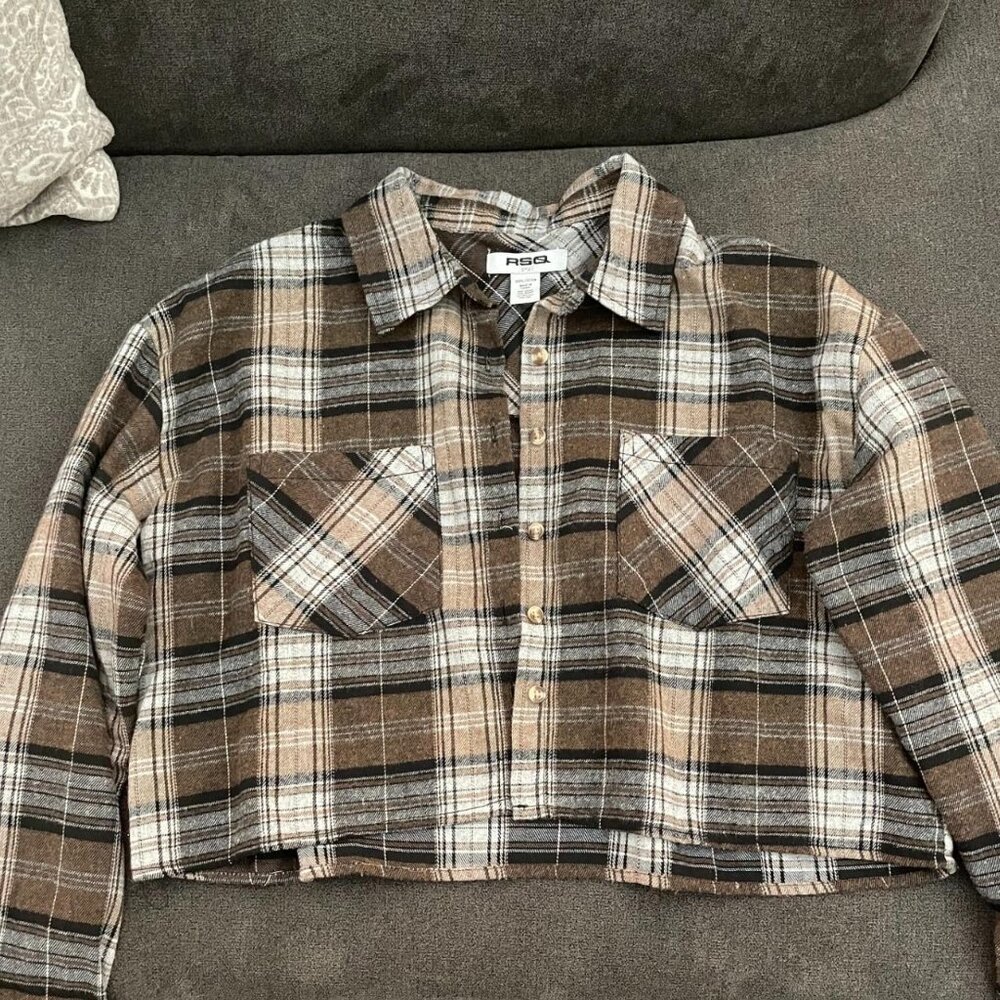 RSQ Size Small Women's Cropped Flannel